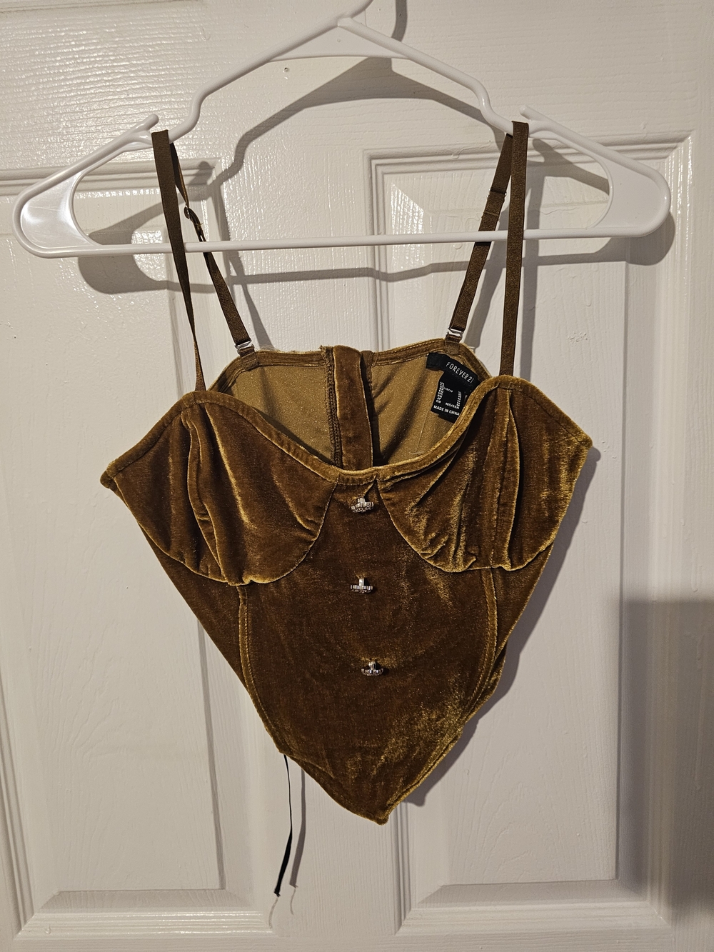 Velvet Corset Top in Mustard Gold